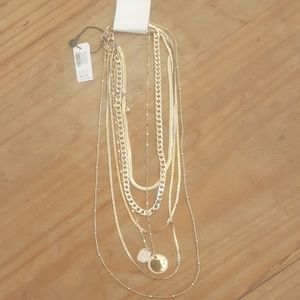 NWT! WHBM Convertible Multi Strand Goldtone Necklace